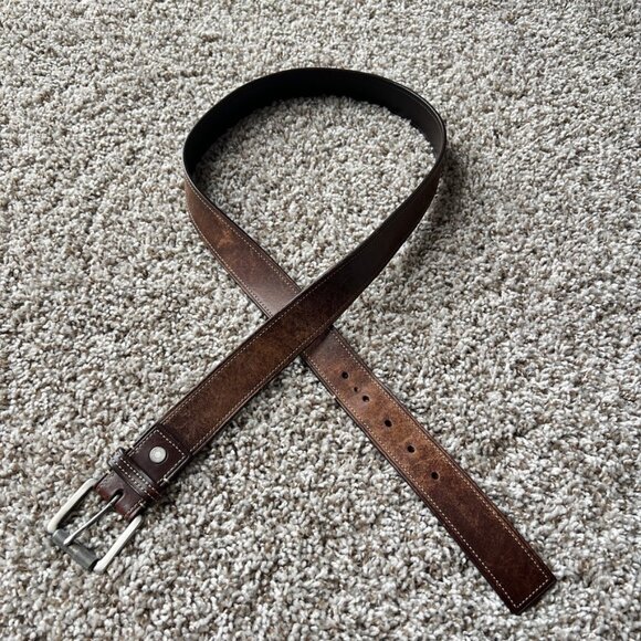 Vintage Coach Distressed Brown Leather Contrast Stitching Mens Belt 42" - Picture 11 of 15